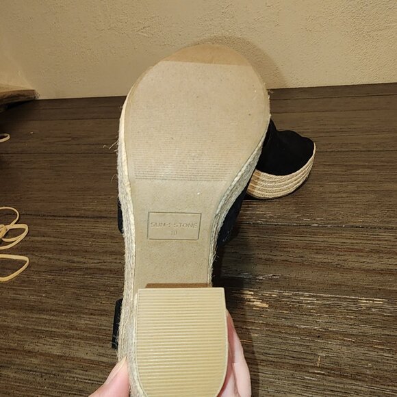 SUN STONE FEY ESPADRILLE DRESS SANDALS NWOT BLACK 10M - Picture 8 of 13